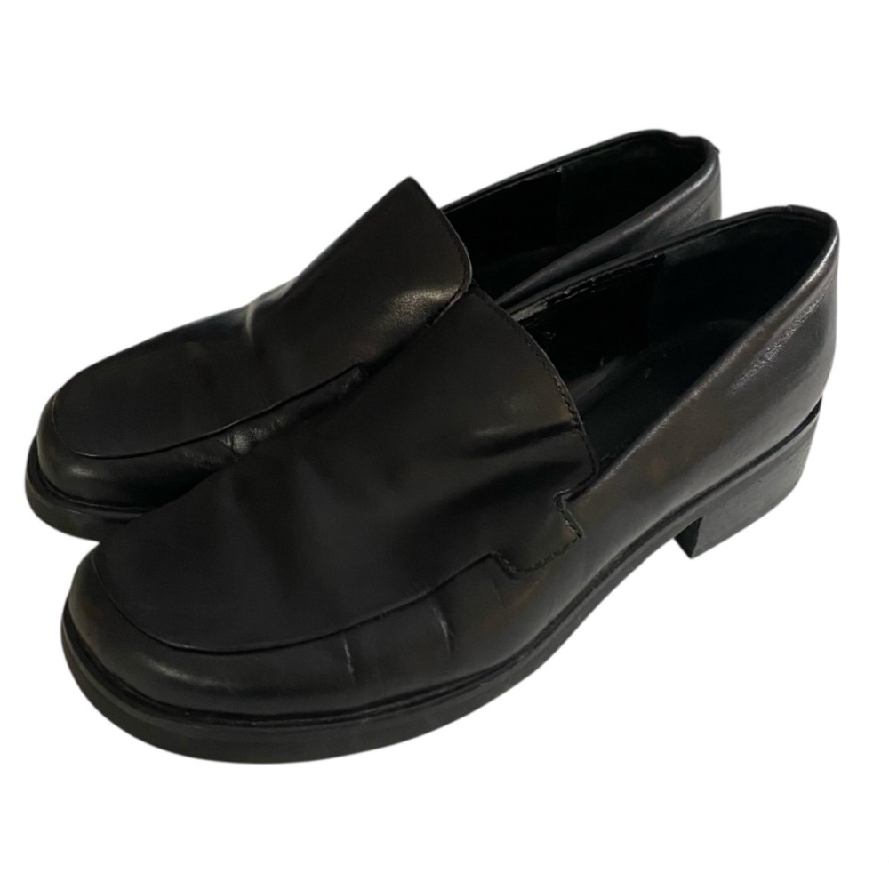 Franco Sarto L-Bocca Loafer Leather Slip-On Black Women's Size 7.5 Goth Grunge - Picture 3 of 12